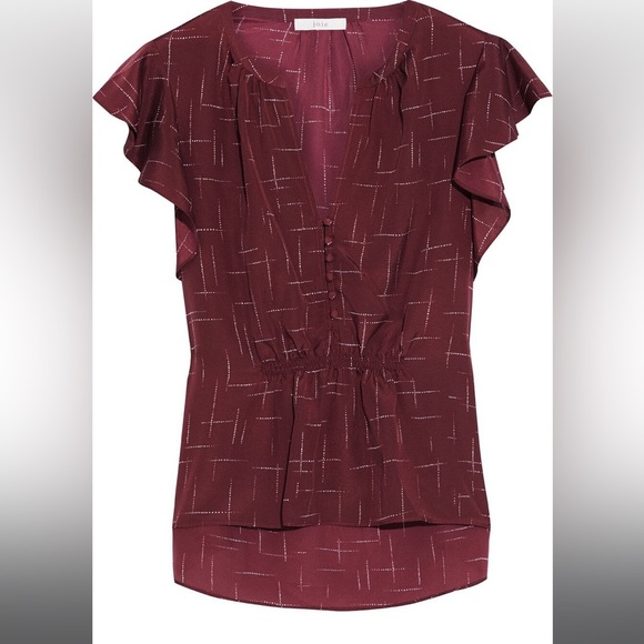 New Joie Woman Crisbell Ruffled Printed Crepe DeChine Top color topananga